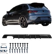  Oneway Achterbumperskirt (Diffuser) passend voor Seat Leon (5F) HB FR Facelift 2017-2020 - Glanzend zwart